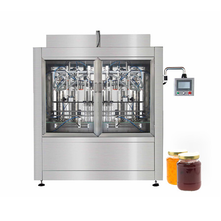 Máquina de llenado de latas de pasta gruesa neumática vertical automática de 4 cabezas Gt4t-4G con mezclador para mermelada de miel 
